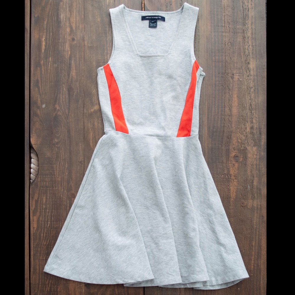 Gray Dress with Orange Accents